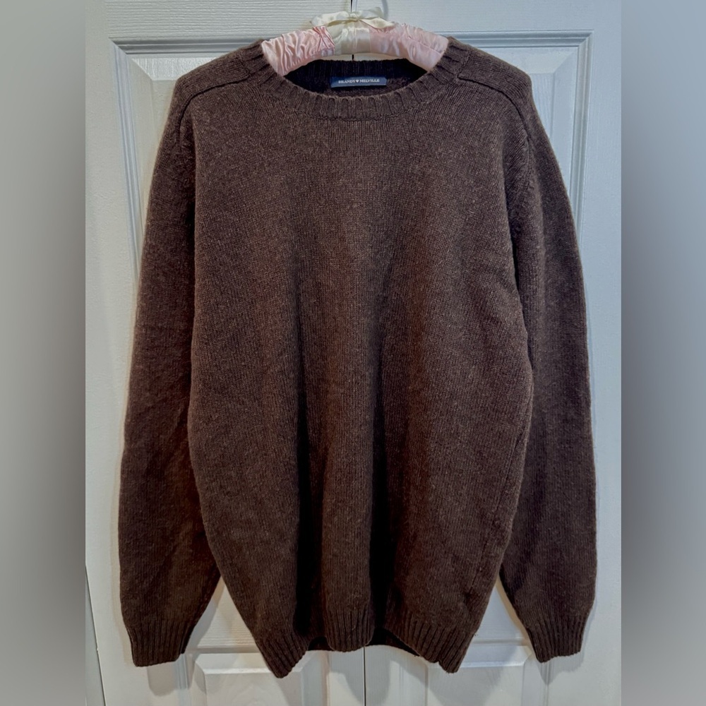 Brandy Melville Brown Wool Blend Crewneck Sweater – Oversized Fit 22" ptp est XL